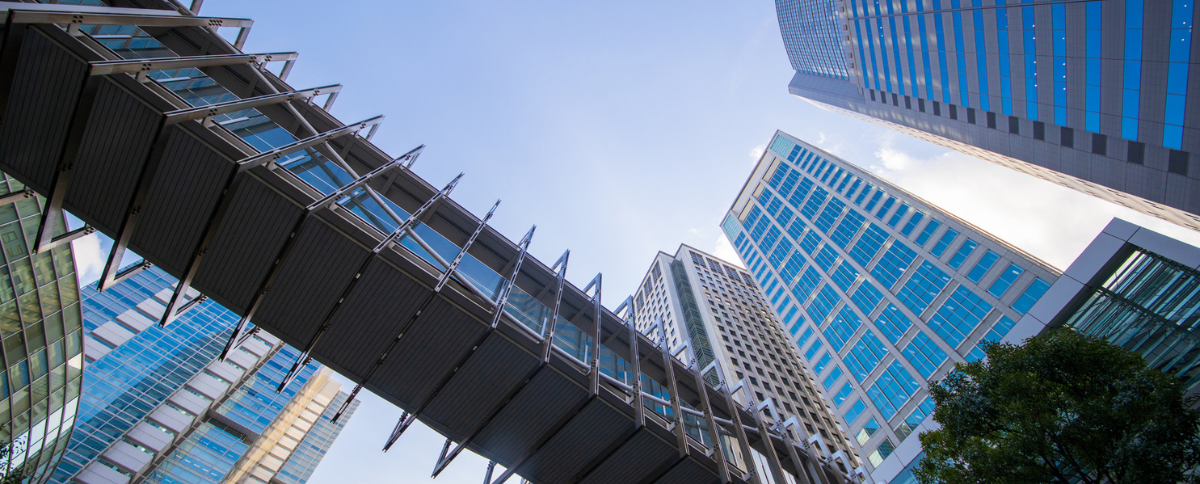 Skybridge across high rise buildings